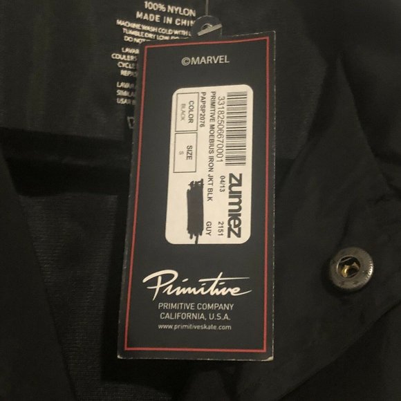 Primitive x Moebius x Iron Man Black Nylon Jacket Men’s Small Back Graphic Tags - Picture 5 of 12